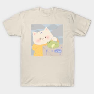 Raincoat Cat and Frog T-Shirt